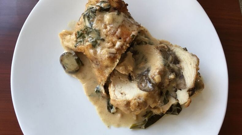 Chicken stuffed with mozzarella and mushrooms. (Susan Selasky/Detroit Free Press/TNS)