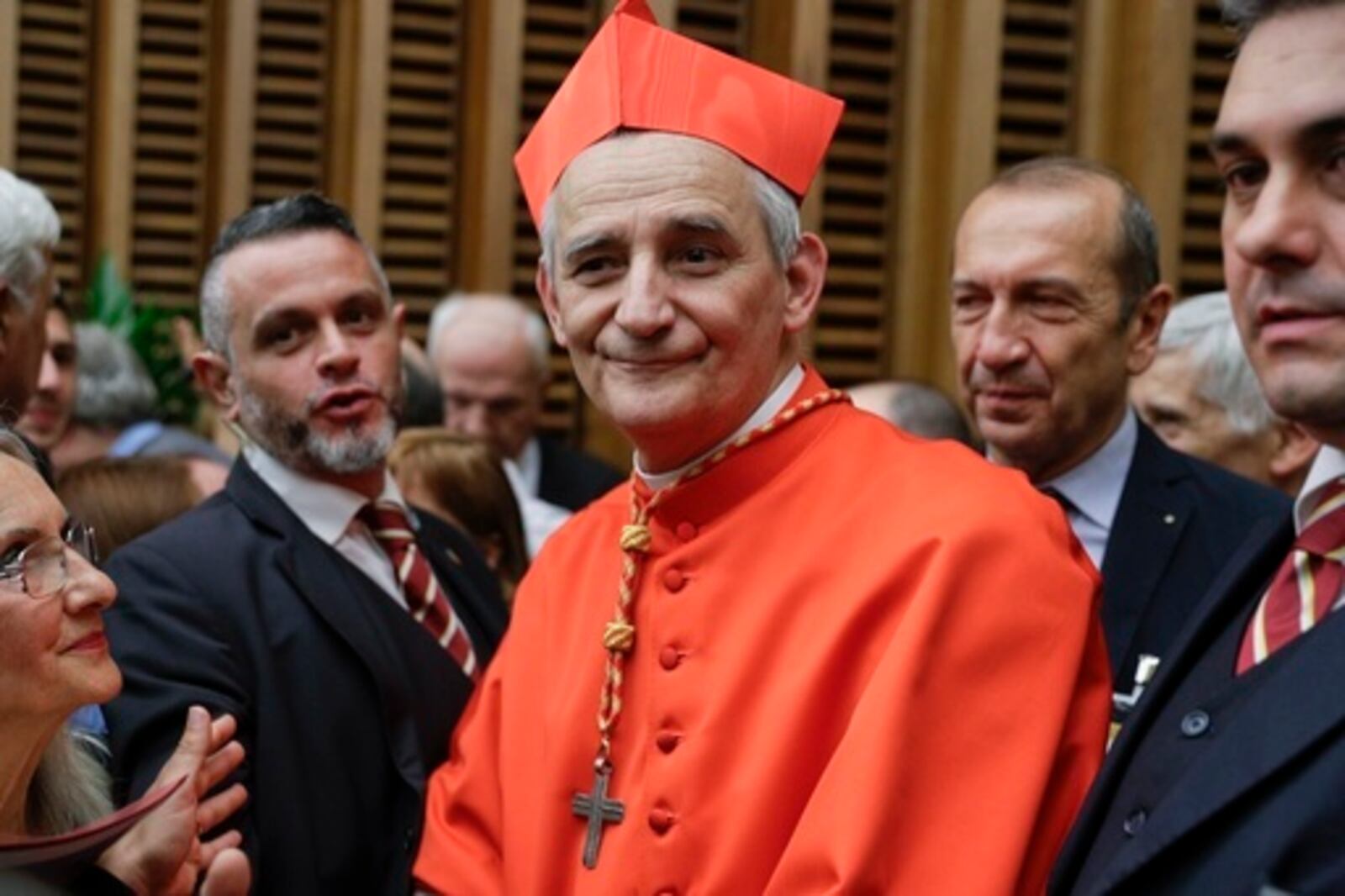 FILE - Cardinal Matteo Zuppi poses for photographers at the Vatican, Saturday, Oct. 5, 2019. (AP Photo/Andrew Medichini, File)