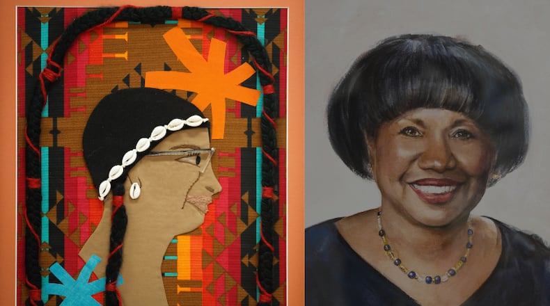 Portraits of Renee McClendon and Karla Harshaw created for Willis "Bing" Davis' 2023 Dayton Skyscrapers exhibit by Dayton artists Andrea Walker-Cummings and Gregg DeGroat, respectively. CONTRIBUTED