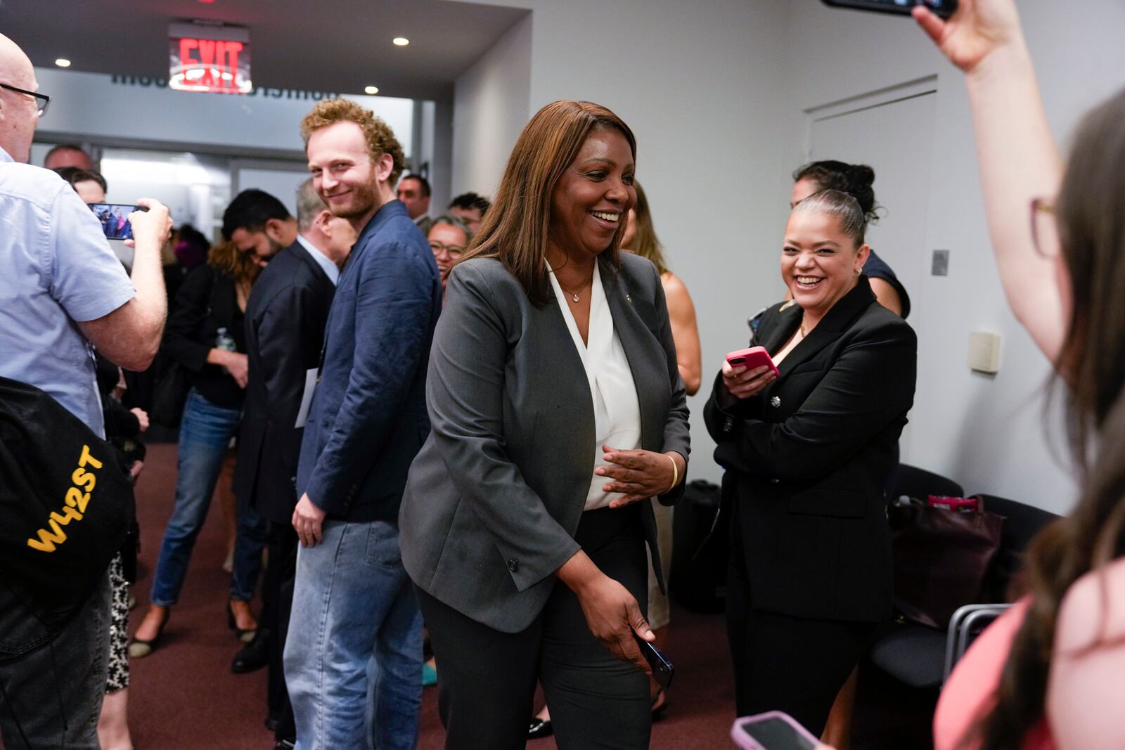 New York attorney general Letitia James is seen after the New York City Democratic Mayoral Primary Debate at the John Jay College of Criminal Justice in the Gerald W. Lynch Theater on Thursday, June 12, 2025 in New York City. (Vincent Alban/The New York Times via AP, Pool)