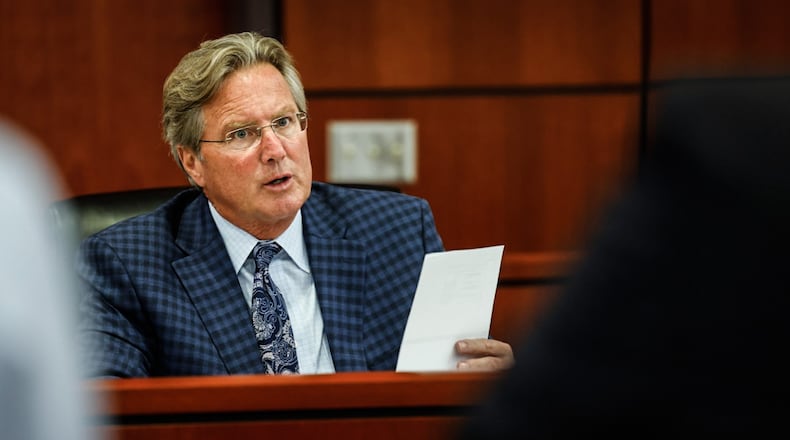 City of Kettering Magistrate Richard Boucher presides over eviction cases at the Kettering Municipal Court on Tuesday July 18, 2023. JIM NOELKER/STAFF