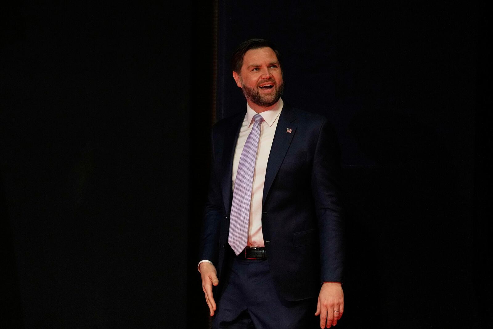 U.S. Vice President JD Vance arrives to speak at the Rajasthan International Center in Jaipur, India, Tuesday, April 22, 2025. (AP Photo/Manish Swarup)