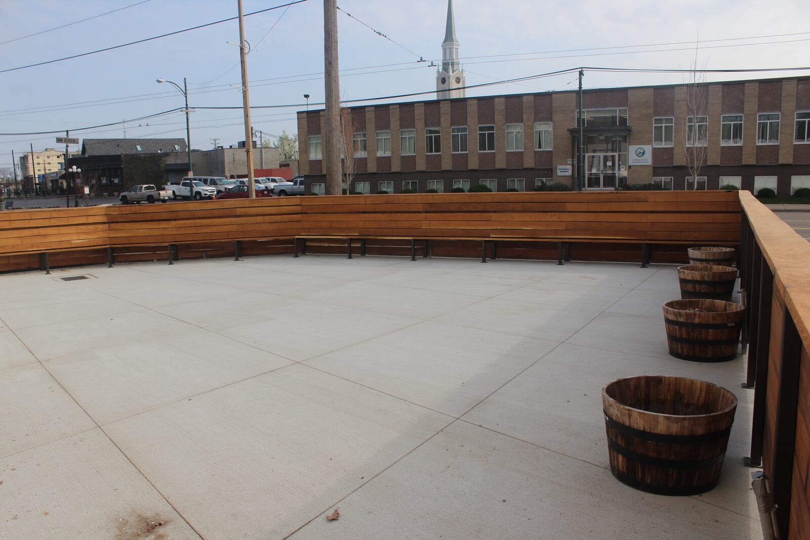 Much of the work has been done for the Van Buren Room's patio at Belle of Dayton in the Oregon District. Finishing touches will still be made on the patio wall and doors and furniture will be installed.