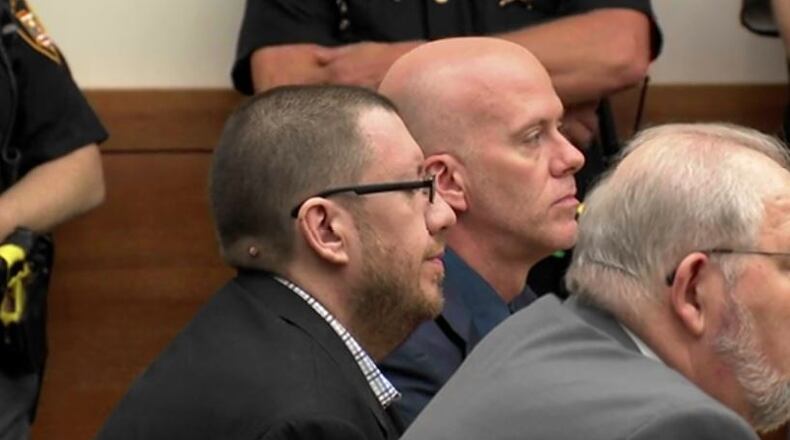 Lincoln Rutledge, center, was convicted by a Franklin County jury Thursday, June 22, 2017, of aggravated murder in the April 2016 death of Columbus Police SWAT officer Steve Smith.