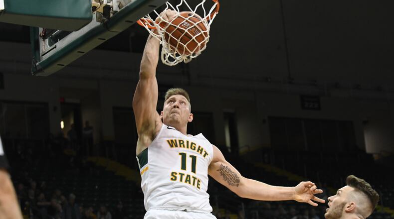 Wright State center Loudon Love throws down a dunk during a game vs. Oakland on Feb. 7, 2019, at the Nutter Center. Keith Cole/CONTRIBUTED
