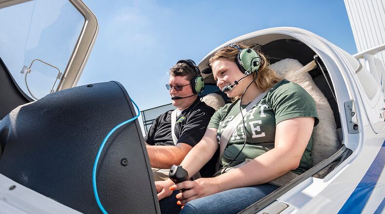 Savannah Oakley, right, plans to pursue a bachelor’s degree in aviation science and technology at Wright State. Courtesy of Wright State University.