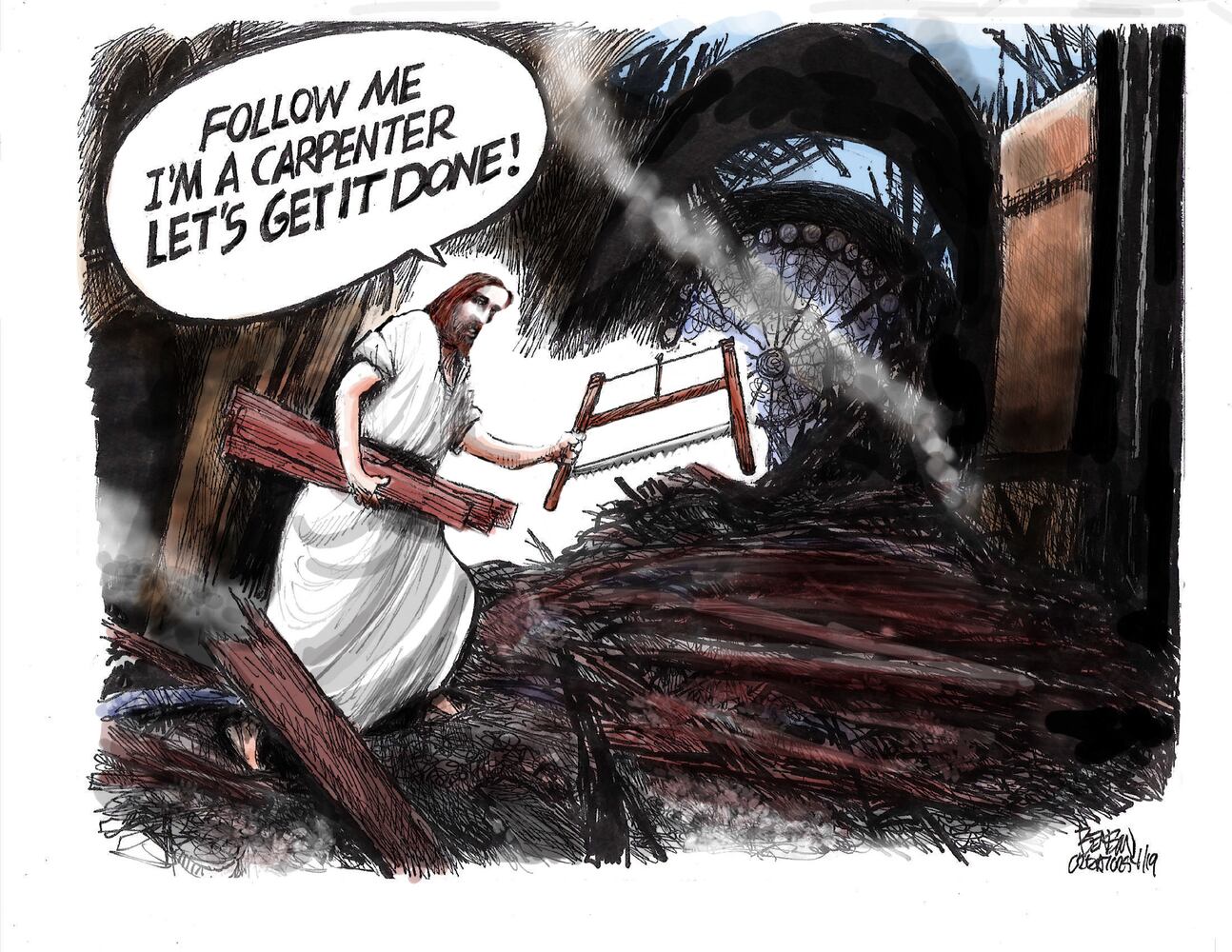 Week in cartoons: Notre Dame Cathedral fire, Tiger Woods and more