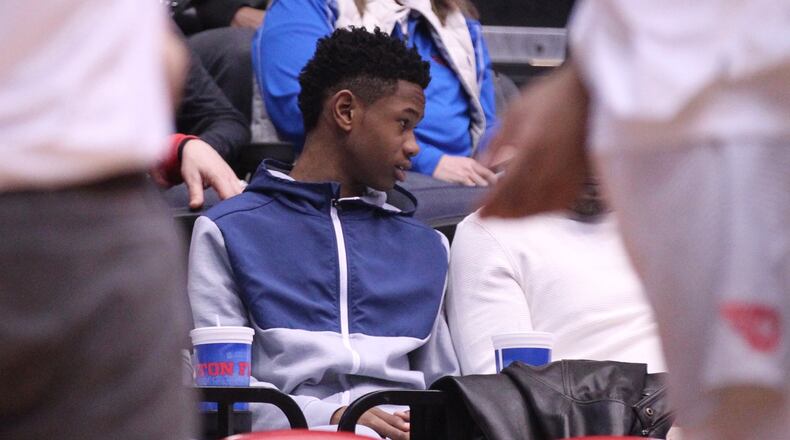 Zeb Jackson watches a Dayton game against George Washington on Saturday, March 3, 2018, at UD Arena.