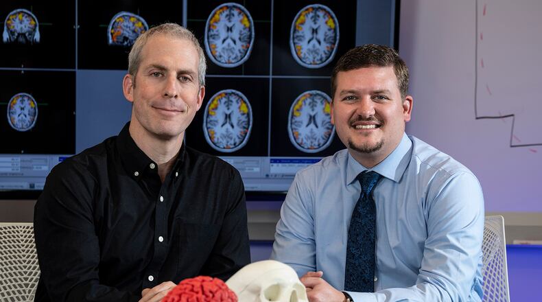 Wright State University researchers (from left) Matthew Sherwood and Assaf Harel. CONTRIBUTED