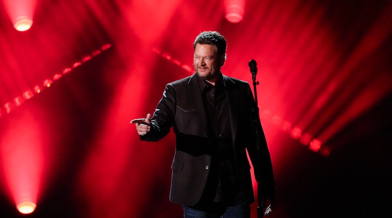 Blake Shelton performs "Texas" during the 60th annual Academy of Country Music Awards on Thursday, May 8, 2025, in Frisco, Texas. (AP Photo/Chris Pizzello)