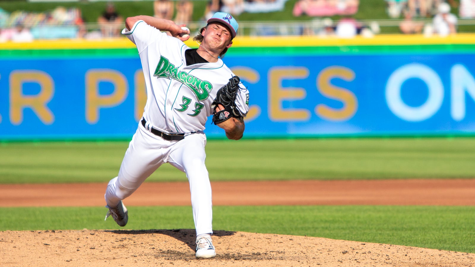 Dayton starter Luke Hayden allowed five runs on two hits and six walks in 3 1/3 innings on Thursday, July 3 at Day Air Ballpark. Jeff Gilbert/CONTRIBUTED
