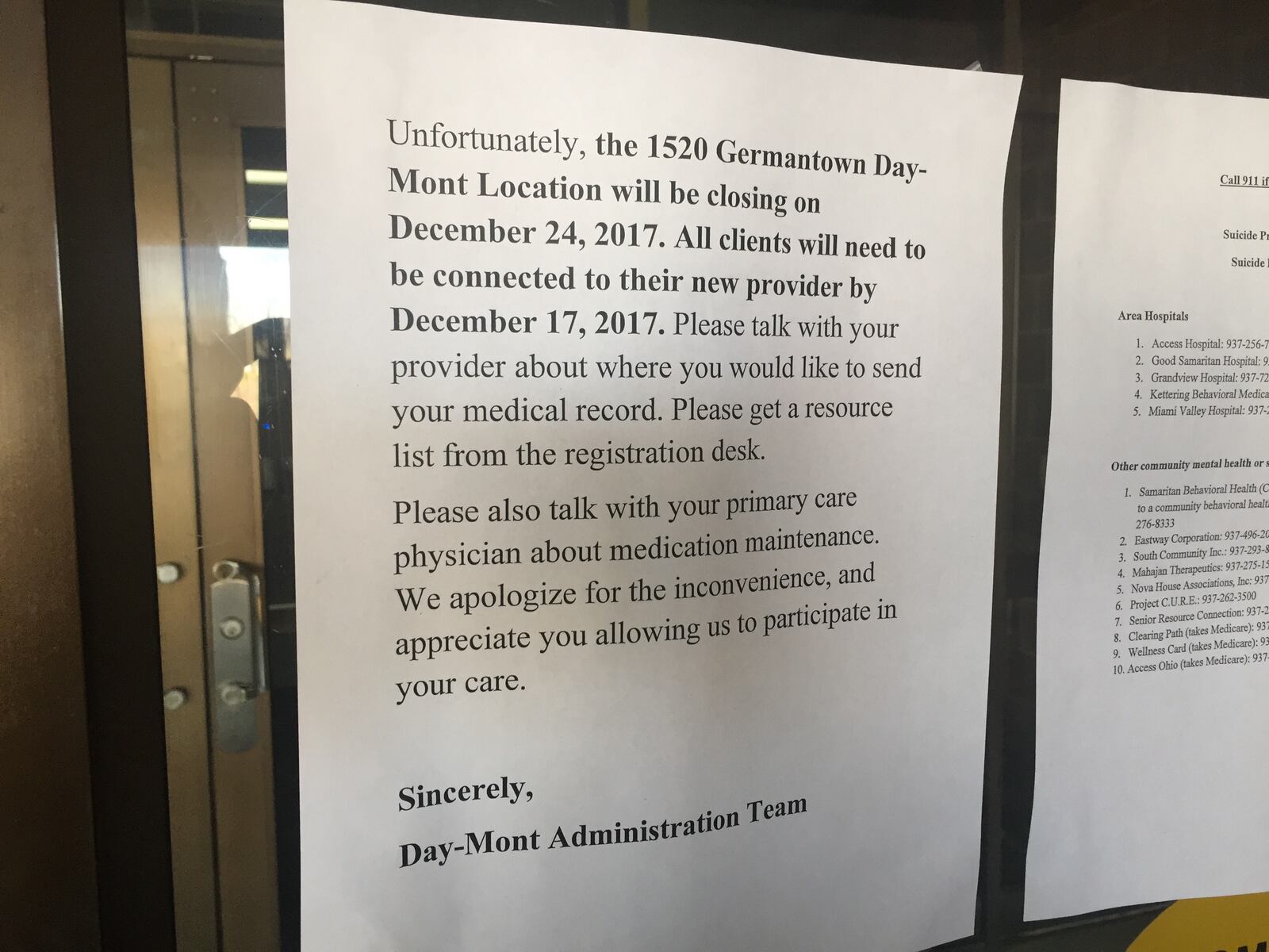 Day-Mont Behavioral Health Care, Inc. closing its doors on Germantown Street Dec. 24, 2017. JAROD THRUSH/STAFF