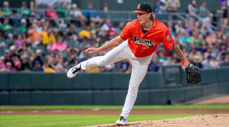 Dragons starter Luke Hayden allowed one run on two hits and four walks in 5 1/3 innings Friday night at Day Air Ballpark. Jeff Gilbert/CONTRIBUTED