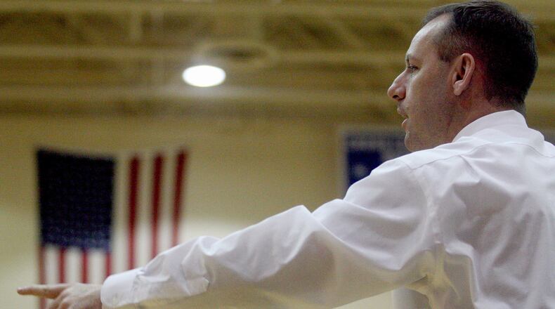 Bellbrook coach Jason Tincher led the Eagles to a 53-45 defeat of Valley View in a D-II girls high school basketball sectional final at Lebanon on Monday, Feb. 26, 2018. FILE