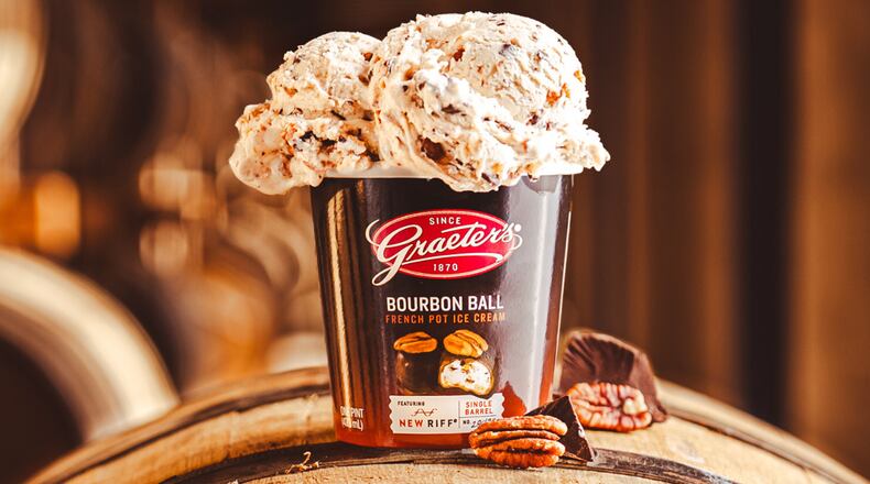 The Graeter’s Bourbon Ball Ice Cream is infused with the flavors from a hand-selected single barrel of New Riff’s bourbon. GRATER'S/CONTRIBUTED