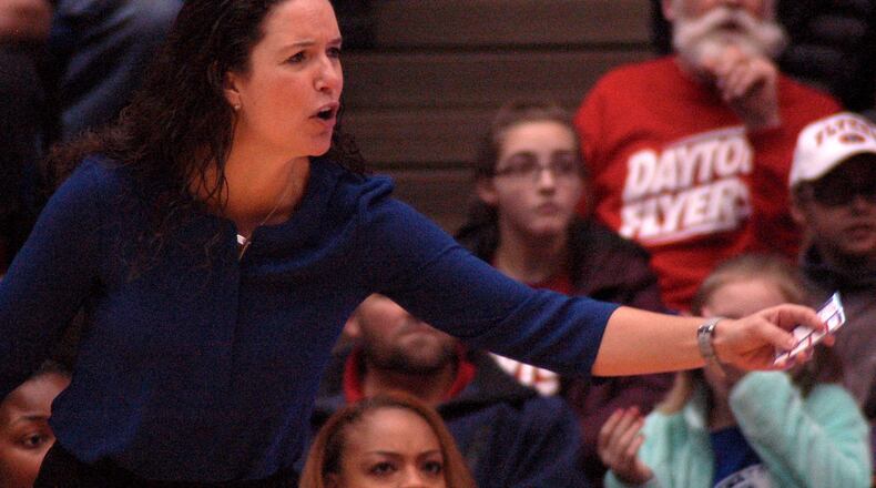 First-year University of Dayton women’s basketball coach Shauna Green has her team a half game out of first place in the Atlantic 10. File photo