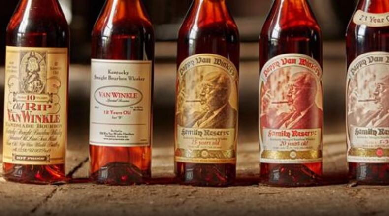 The Pappy Van Winkle family collection of bourbons. Photo from Old Rip Van Winkle Distillery Facebook page