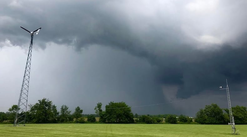Photo of the storm that moved over the National Weather Service office in Wilmington on June 8, 2022. The image shows a rain shaft and scud cloud, the NWS said.