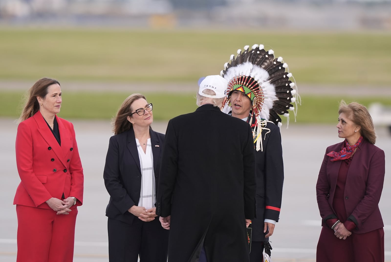 President Donald Trump arrives on Air Force One at Calgary International Airport, Sunday, June 15, 2025, in Calgary, Canada, ahead of the G7 Summit. (AP Photo/Gerald Herbert)
