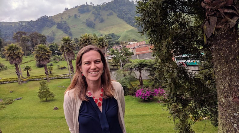 Kait Brown found that decaffeinated coffee can be great tasting coffee while visiting four coffee-producing countries. She is shown at a decaf facility in Manizales, Colombia. This inspired her to start a business, Savorista Coffee LLC. CONTRIBUTED