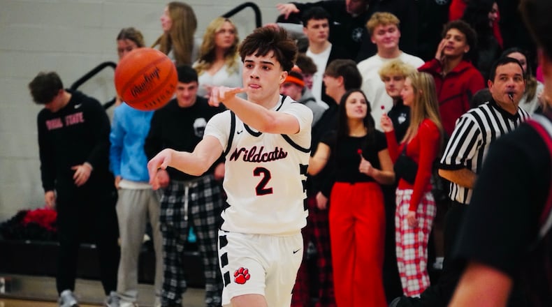 Franklin's Kai Cook (2) passes the ball against Madison during a game this season. Cook was named first-team, All-Ohio on Thursday. Chris Vogt/CONTRIBUTED