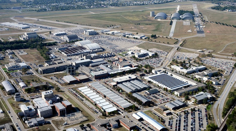 Aerial view of Wright-Patterson Air Force Base Area B. (Staff photo by Ty Greenlees)