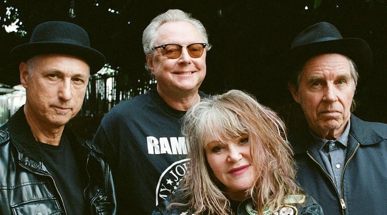 X (from left, DJ Bonebrake, Billy Zoom, Exene Cervenka, and John Doe) is winding down after decades of touring and nine studio albums. The band’s tour with Los Lobos will be one of its last. CONTRIBUTED/KEVIN ESTRADA
