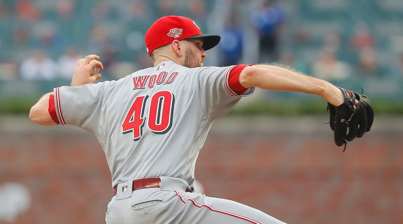 Alex Wood of the Cincinnati Reds made his second start against the Atlanta Braves at SunTrust Park on Friday, Aug. 2, 2019 at Atlanta. (Photo by Kevin C. Cox/Getty Images)
