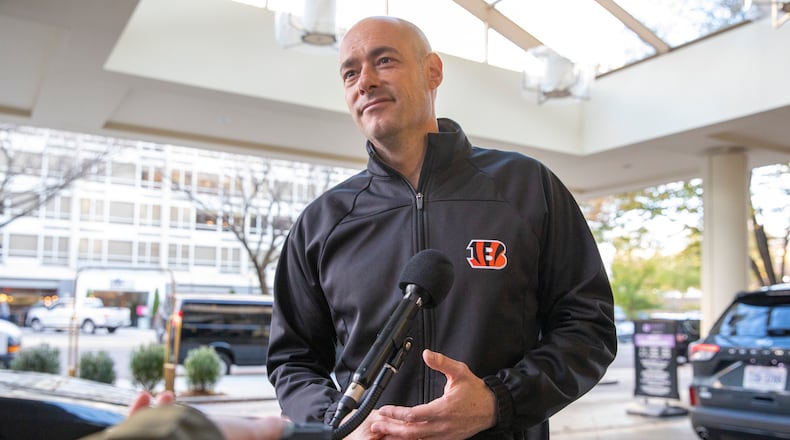 FILE - Rep.-elect Greg Landsman, D-Ohio, arrives for New Member Orientation check-in and program registration at the Hyatt Regency in Washington, Nov. 13, 2022. (AP Photo/Amanda Andrade-Rhoades, File)