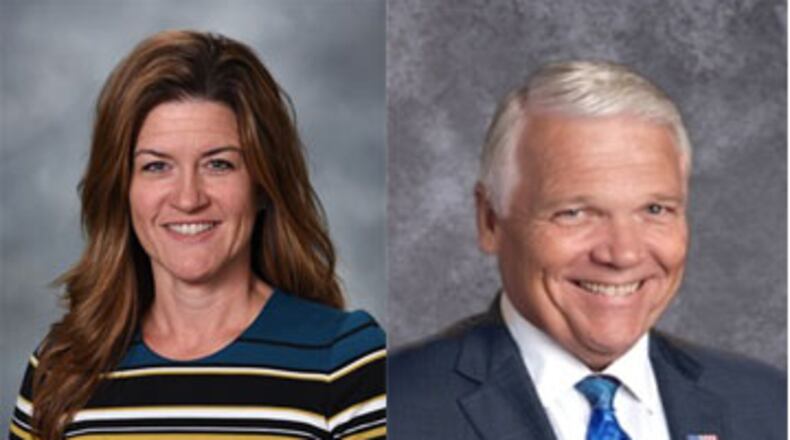 Both Shannon Cox, current superintendent of the Montgomery County Education Services Center, and Larry Hook, superintendent of Springboro Schools, have applied for the position of State Superintendent of Public Instruction at the Ohio Department of Education. File photos