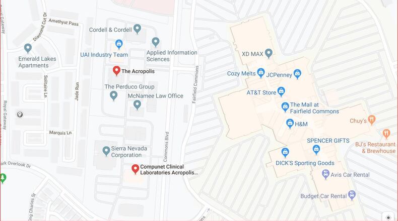 The Acropolis office park, near the Mall at Fairfield Commons.