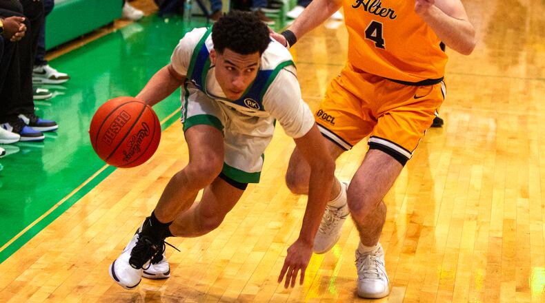Chaminade Julienne guard Cal Weatherspoon was one of four Eagles to enjoy a senior night victory over Alter on Saturday. Jeff Gilbert/CONTRIBUTED