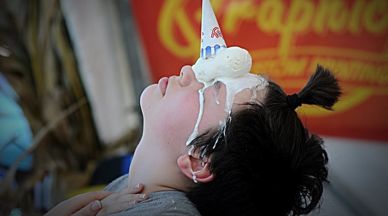 A child participates in the unicorn challenge at the New Carlisle Heritage of Flight Festival in 2019. The challenge was sponsored by Arrow Queen. MARSHALL GORBY/STAFF