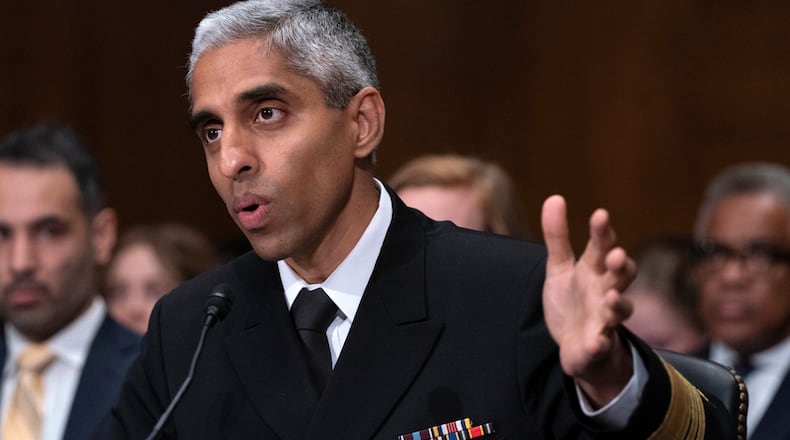 U.S. Surgeon General Dr. Vivek Murthy testifies during a Senate Health, Education, Labor and Pensions Committee hearing on Capitol Hill in Washington Thursday, June 8, 2023. (AP Photo/Jose Luis Magana)