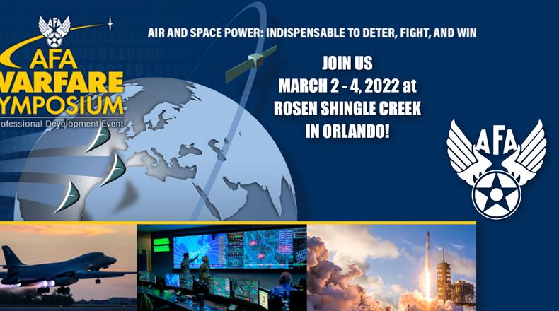 The Air Force Research Laboratory will showcase programs and technologies in several areas, including space, weapons, biotechnology and command and control, plus avenues for sharing ideas or capabilities with the lab during the Air Force Association’s Warfare Symposium in Orlando, Florida, March 2-4. CONTRIBUTED GRAPHIC