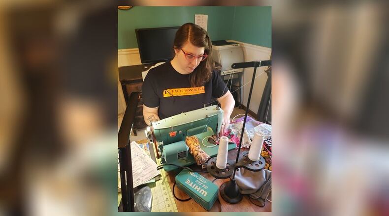 Bethany Tompkins, 40, of Middletown, has made and donated about 500 protective masks in the last month to help reduce the spread of the coronavirus. SUBMITTED PHOTO