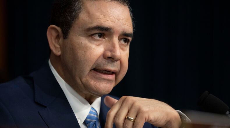 FILE - Rep. Henry Cuellar, D-Texas, speaks during a hearing of the Homeland Security Subcommittee of the House Committee on Appropriations on Capitol Hill, April 10, 2024, in Washington. (AP Photo/Mark Schiefelbein, File)