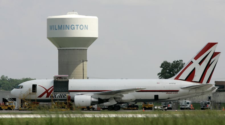 In this 2008 file photo, two ABX Air cargo planes sit at Wilmington Air Park.