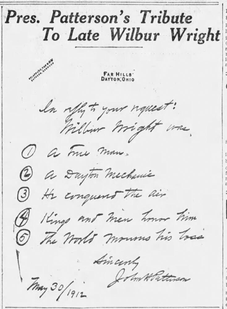 Wilbur Wright death pages