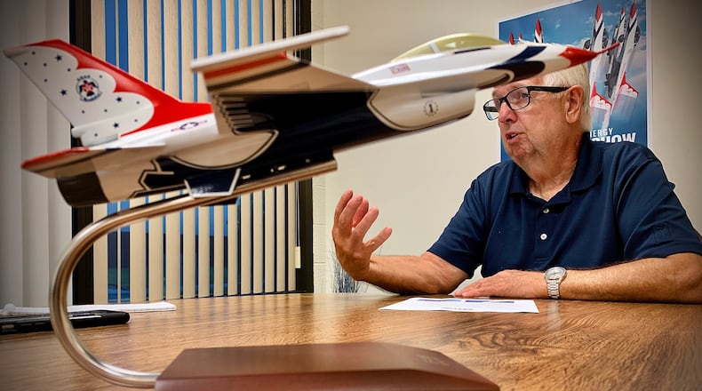 The CenterPoint Energy Dayton Air Show is back, according to Terry Grevious, the show’s executive director. The Air Force Thunderbirds will headline the show on July 10 and 11. MARSHALL GORBY\STAFF