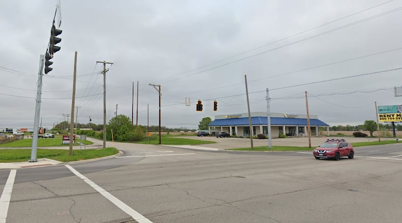 The intersection of Kessler-Cowlesville Road and County Road 25A. Four Start Tool (left) and Knickerbocker Pools (right) are set to be demolished, with gas stations planned in their place. Google Image