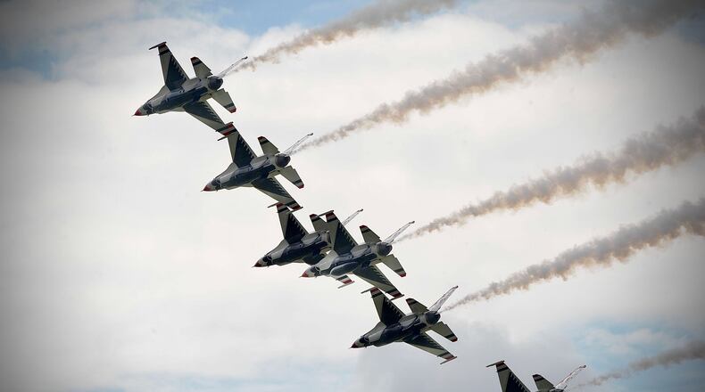 The Air Force Thunderbirds performing at the CenterPoint Energy Dayton Air Show in 2021. MARSHALL GORBY/STAFF