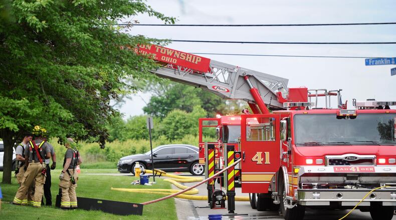 Washington Twp. firefighters responded to an apartment fire Wednesday, May 25, 2022, on Lake Glen Court. No one was home at the apartment at the time except for a dog, which died at the scene. MARSHALL GORBY \STAFF