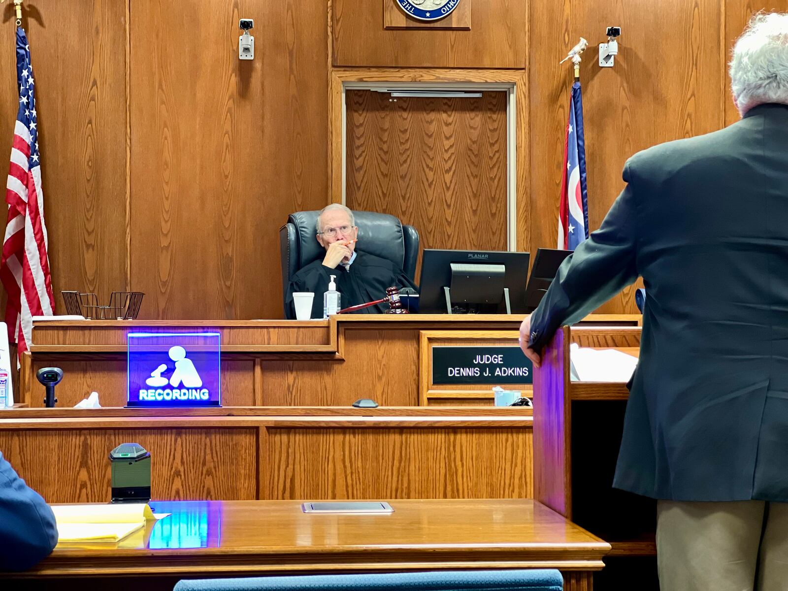 Judge Dennis Adkins presides over a competency hearing for accused killer Stephen Marlow on Tuesday, July 8, 2025. AIMEE HANCOCK/STAFF