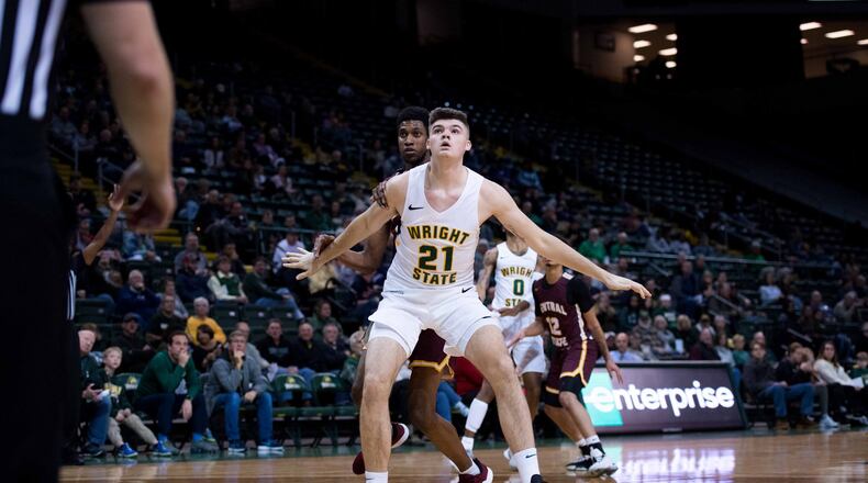 Wright State’s Grant Basile positions himself for a rebound against Central State at the Nutter Center on Nov. 5, 2019. Joseph Craven/WSU Athletics
