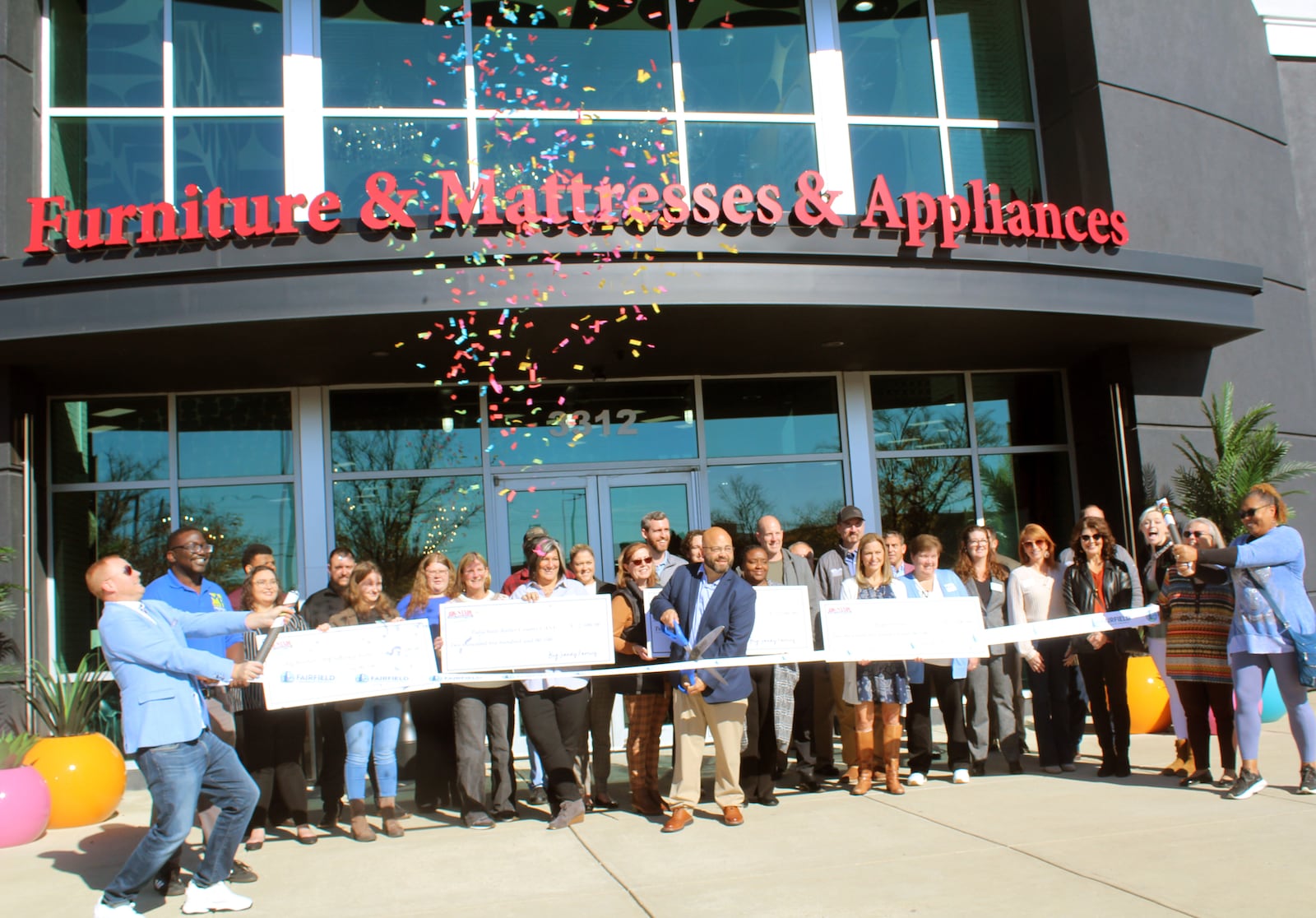 Big Sandy Superstore opened its Fairfield Twp. furniture, mattress, and appliance store with a ribbon cutting with the Fairfield Chamber of Commerce. SUE KIESEWETTER/CONTRIBUTED
