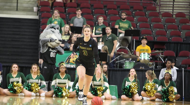 Wright State’s Emily Vogelpohl during Friday’s NCAA Tournament game vs. Texas A&M. Robert Franklin/CONTRIBUTED
