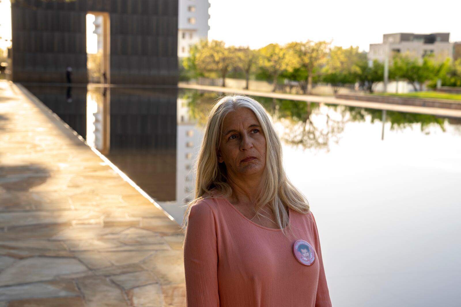 Aren Almon poses for a portrait at the Oklahoma City National Memorial on Wednesday, April 9, 2025. (AP Photo/Nick Oxford)