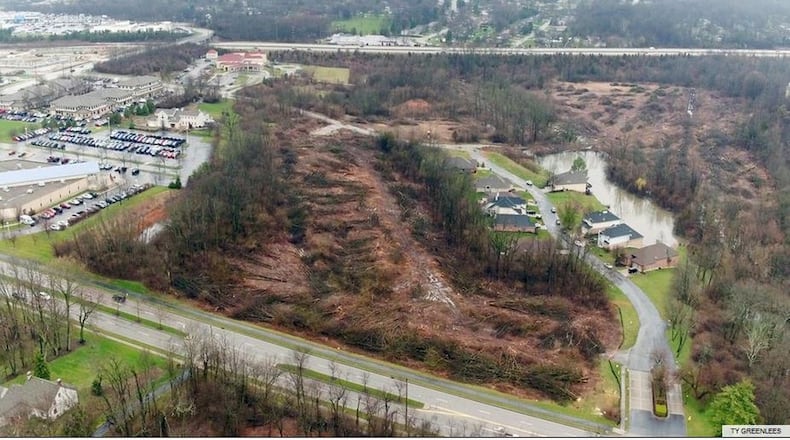 Hallmark Campus Communities, the developer of the Gateway Lofts, a 360-unit multi-family development along East Alex-Bell Road near Chardonnay Drive, has completed an extensive tree-clearing project designed to help with completing the development. The project had to be finished prior to bats relocating to the area for the season. TY GREENLEES/STAFF