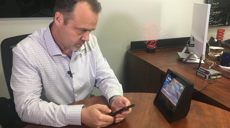 Human IT CEO Mark Human with his Echo Show device
